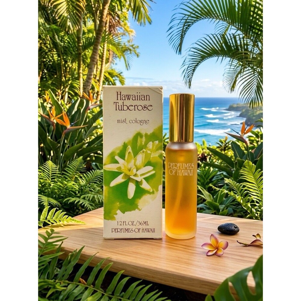 VTG 1970s Perfumes of Hawaii HAWAIIAN Tuberose Mist Cologne 1.2 Oz Bottle Spray